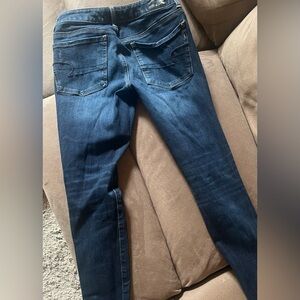 American Eagle Outfitters Dark Blue Distressed Skinny Jeans